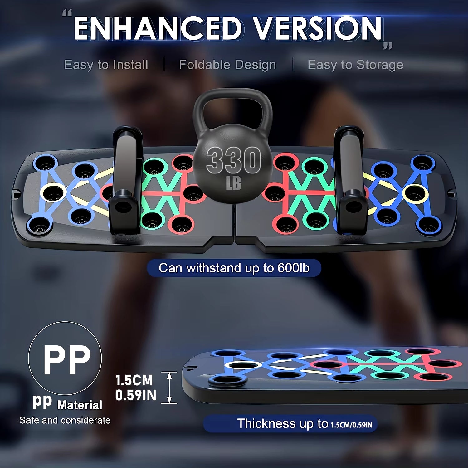 1Pc Multifunctional Folding Push-Up Board for Home and Gym Workouts - Build Strong Chest Muscles and Improve Overall Fitness